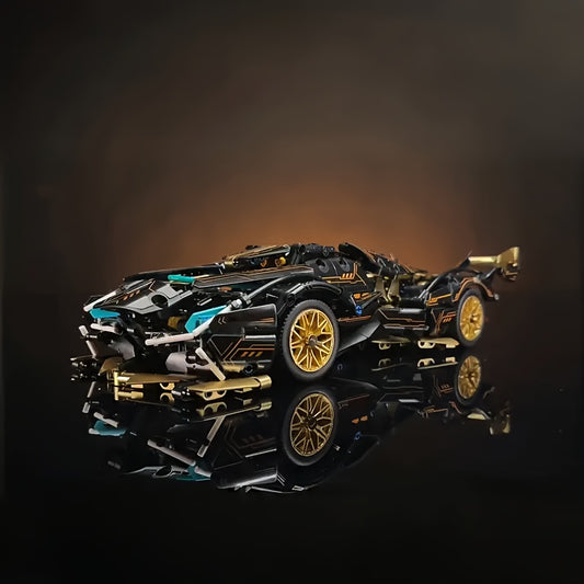 5540pcs Creative Black Golden Bull Building Block Car