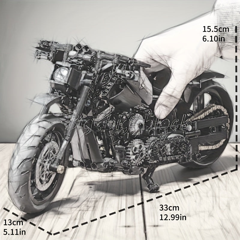 1000pcs Boom Street Classic Super Motorcycle Building Blocks Toy Set