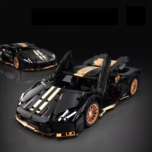 1330pcs Black and Gold Super Sports Car Model