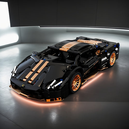 1330pcs Black and Gold Super Sports Car Model